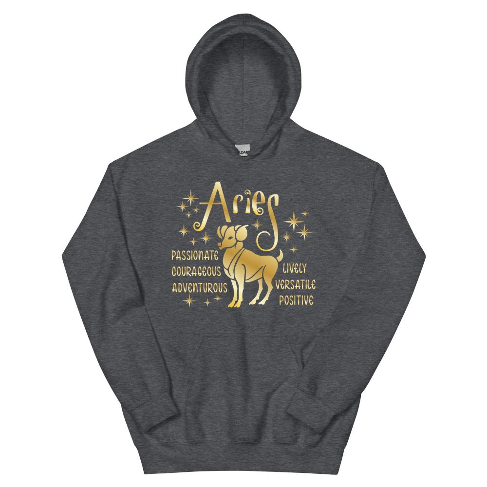 Aries Zodiac Positive Traits Hoodie - Dark Heather Color - https://ascensionemporium.net